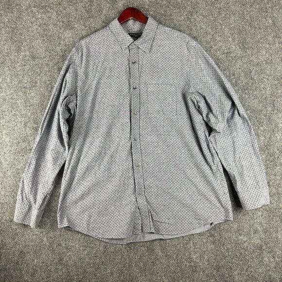 Banana Republic Shirt Mens XL Standard Fit Button Up Blue CottonPrint Pocket - Picture 1 of 7